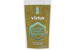 v1rtus Gold Glitter vernice di cristallo Additivo 100g per emulsione Paint - Per l'uso con interno/esterno parete, soffitto, legno, metallo, Vernice, piatta Morto, Matt