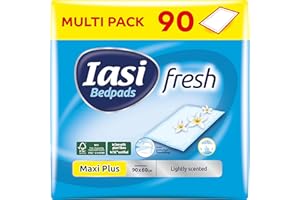 IASI Bedpad Fresh, Einweg-Bettquerträger 60x90, Maxi Plus Saugfähigkeit, Geruchskontrolltechnologie mit zartem Duft, 90 Stück