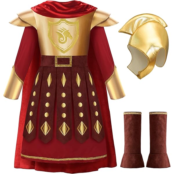Costume Da Guerriero Romano Medievale Per Bambini - Set Completo Con Tunica, Mantello E Accessori Per Carnevale E Halloween - Foto 8