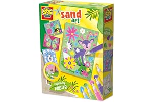 SES Creative | Sandbilder Bastelset für Kinder ab 3 Jahren | Inspired by Nature | Mit 5 Farben Sand & 6 Vorlagenkarten | Kreatives Bastelset Naturmotive | Fördert Konzentration & Fantasie