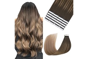 Sindra Extension Biadesive Capelli Veri Balayage Il Marrone Piu Scuro a Marrone Medio e Biondo Cenere 20Pezzi 45cm 50g Tape Capelli Umani Estensioni(tape#2/6/18-45cm)