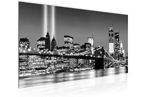 Runa Art Cuadro Decorativo New York 1 Parte Moderno Cuadro Lienzo no Tejido para Sala Puente Negro y Blanco 007012c