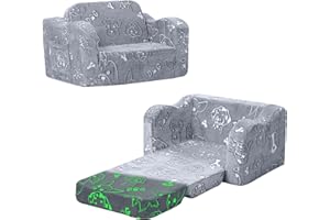 MeMoreCool Divano per bambini pieghevole, 2 in 1 per bambini, con funzione di sonno, mini divano per camera dei bambini, divano da gioco per ragazze e ragazzi, grigio