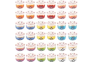 OLYCRAFT 36pcs Lucky Cat Porcelain Bead Maneki Neko Distanziatore Perline Fortune Cat Loose Beads Charms per la creazione di gioielli Nacklace Bracciale Orecchini Accessori - Foro 2mm