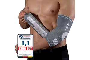 SQAUT® Ellenbogenbandage Ellenbogen Bandage Herren und Damen für Sport, Tennisarm und Golferarm Ellbogen Stütze Armbandage mit Klettbänder Klettgürtel Elbow Brace Elbow Support (Grau (1 Stück), L)