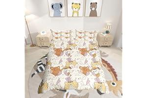 HOMEMISSING Set di biancheria da letto per bambini con simpatico gatto cartone animato pecora coniglio copripiumino ragazzi ragazze animali kawaii regalo amante degli animali leggero