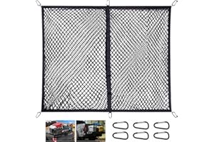 ANTREATU Highly Elastic Cargo Net for Van with 6 Hooks - Pickup Truck Bed Cargo Net Mesh Organizer for Car Boot & Van Storage - 4' X4' Expands to 7'x7' (Single Layer) - Ideal for Daily Light Loads