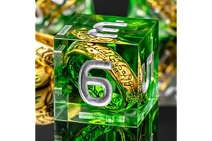 KERWELLSI Lord Of The Rings Resin DND Dice Set D&D, Green Sharp Edge Dungeons and Dragons Polyhedral & RPG Dice, Magic Gathering Lotr Role Playing Gaming D20 D12 D10 D8 D6 D4