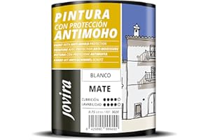 JOVIRA PINTURAS Pintura Antimoho, Evita el moho, resistente a la aparición de moho en paredes, aspecto mate. (750 Mililitros, Blanco) G-30