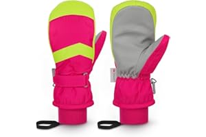 Homord Enfants Gants de Ski, 3M Thinsulate Moufles Impermeable et Chaud pour garçon Fille Gants Thermique Ski, Snowball,Snowboard en d'hiver 3-14 Ans