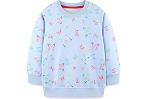LANGUBABY Mädchen Sweatshirt für Kinder Weihnachten Cartoon Pullover Baumwolle Langarm Top Größe 92-122, 1-7 Jahre