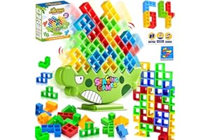 PICRIK 64PCS Tetra Tower Balance Game, Tetra Tower, Game Balance Game for Kids & Adults Boys Girls, Stacking Game Building Blocks for Family Games, Travel, Parties, Team Building Blocks Toy.