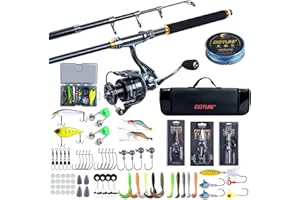 Goture Ensemble de pêche complet avec Canne à pêche télescopique en fibre de carbone (24T), 1,8 m/2,1 m/2,4 m/2,7 m | Moulinet de pêche 5,2:1, Ligne 150 m/14 kg
