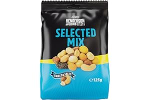 ‎HENDERSON & SONS HENDERSON AND SONS Studentenfutter Selected Mix - 125 Gramm Beutel - Nussmischung - Bunte, süß-salzige Nuss-Kernmischung mit zweierlei Rosinen und gerösteten und gebrannten Erdnüssen