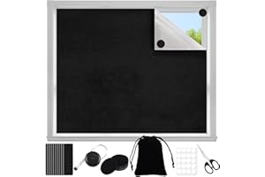 VEGCOO 300 x 145 cm tenda oscurante senza foratura, tagliabiletessuto oscurante isolamento termico per cameretta, Sun Block - con 40 chiusure autoadesive (300 x 145 cm)