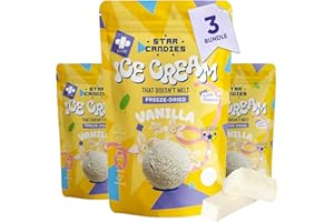 Star Candies Gefriergetrocknetes Vanilleeis | Gefriergetrocknete Süßigkeiten | Freeze Dried Candy | Weltraum- und Astronauten-Snack | Ideales Camping, Geburtstags- oder Party Essen (150 g, 3er pack)