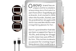 OBOVO Upgraded Rechargeable Magnifying Glass with Light, 5X Magnifying Glasses for Reading, Full Page Large Vision Magnifier with 43 Ultra-Bright and Dimmable LED Lights for Low Vision and Seniors
