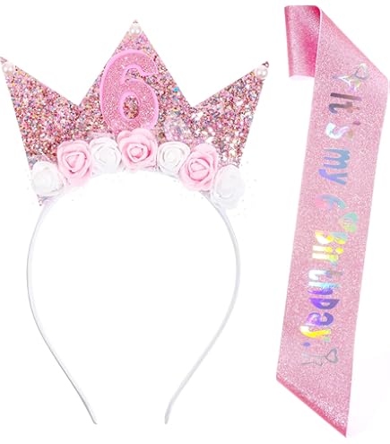 Geburtstagskrone Für Mädchen 6 Jahre - 2 Stück Blumen-Kronen Mit Rosen Für Die Prinzessin