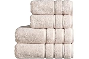 Christy Antalya Large Bath Towels | Set of 4 | 100% Turkish Cotton | 600GSM | Soft Plush Luxury Towel Set | 2 Bath Towels 2 Hand Towels | Quick Dry | Pumice Beige