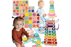 RIVERMUM- Montessori Juguetes niños 2 3 4 5 años, 8 en 1 Juguetes Bebe Educativos y Sensoriales de Madera para el Desarrollo Cognitivo y la Motricidad Fina, Regalo niño y Niña cumpleaños y Navidad