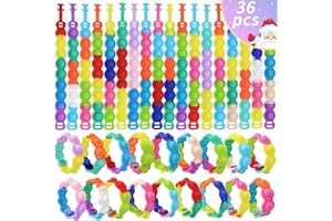 HOUT 36PCS Fidget Bracelet, Party Bag Fillers for Kids, Kids' Party Favours Classroom Prizes Pinata Fillers, Popit Poppet Pop Fidget Toys Pack, Class Gifts, Valentines Gifts Stuffers for Boys Girls