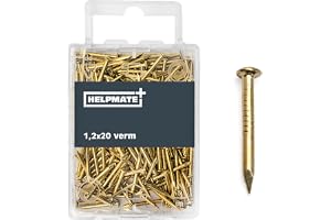 HELPMATE – rundstift 1,2 x 20 mm mässing – 50 gram | Stålstift – spikar att slå in – för träkopplingar och hantverk