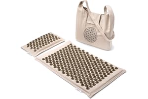 ‎SCHNÜRRLIE naturling Akupressurmatte 70x45cm mit Kissen und Tasche - nachhaltiges Akupunktur Matte Set aus Leinenstoff und Kokosfasern
