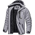KEFITEVD Men's Waterproof Fleece Jackets Winter Warm Ski Raincoats Outdoor Thermal Coats with Detachable Hood
