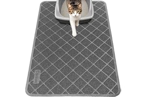 Conlun Alfombra Gatos Arenero, 61 x 43 cm Alfombrilla Arenero Gato, Diseño de control de dispersión de malla de rejilla, Material impermeable y antideslizante, Fácil de limpiar Lavable, Gris