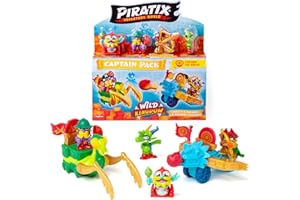 PIRATIX ADVENTURE WORLD PIRATIX, ADVENTURE WORLD Serie Wild Kingdom, Captain Pack Lee Golas – Incluye 4 Piratix, 1 capitán Dorado, 4 Accesorios Color Change, 1 Buggy, 1 Ballesta, 2 Tesoros exclusivos, 2 Banderas, Pack 2/6