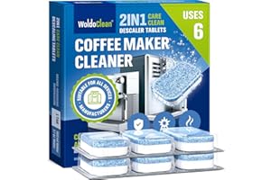 WoldoClean Pastilles Détartrantes 2en1 pour Machines à Café - Détartrant 2-Phases contre Calcaire & Corrosion, emballées individuellement sous blister, 6 Tab