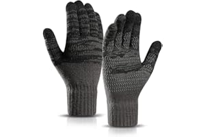MOKANI Winter Touch Screen Gloves - Men's Anti-Slip Thermal Gloves with Silicone Particles, Thickened Elastic Windproof Cuff, Warm Fluff Lining for Driving, Running, Sport, Typing