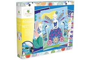 Sycomore-CREA012 Artissimo-10 Tableaux Paillettes-Fées-Loisirs Créatifs Enfant-Dès 4 ans-Sycomore-CREA012, CREA012, Plusieurs Couleurs