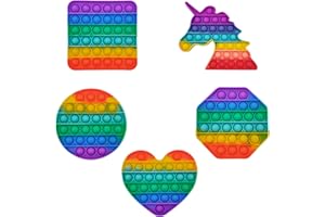 FIDGETARIAN Pop it Fidget Toy - Push Pop it Antiestres Niños - Push Pop Bubble Fidget Juguetes Antiestres - Sensorial Herramientas I con Llavero Fidget Pop de Regalo I Set de 5