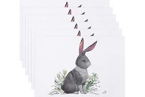 Banchif Tischsets Abwaschbar 6er Set, Ostereier mit Blüten Cartoon Kaninchen tischdeko Ostern Frühling Bankett Tischsets Urlaub Party Dekor Tischsets Saisonal Platzsets Beige