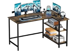 DOSDIOS L Shaped Desk, 100x72cm Gaming Computer Desk, Home Office Desk with Storage Shelf, Corner Table for Writing1