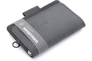 FOCX ® Minimalist – mini portfel ze skóry na karty i banknoty, mały portfel, Slim Wallet z języczkiem, uchwytem na karty, etui na karty dla mężczyzn i kobiet | Made in Germany, czarny, Slim