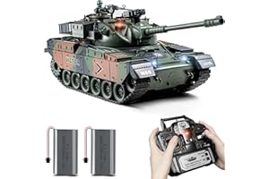 Supdex 1:18 RC Tank, 2.4Ghz US M60 Remote Control Tank Model Toys, 15 Channel Battle Military Tank with Smoke, Light Sound, &Volume Switch, Army Toy for Adult and Kid That Shoots BBS and Water Bombs