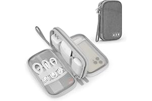 Anywest Reise Zubehör Organizer Tasche, Wasserdicht Reisekabel Organizer Doppelschicht Reise Elektronik Zubehör für USB Powerbank, Kabel, SD Karte, S-040403-GY