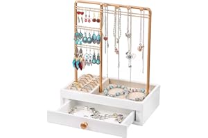 ADWOLT Jewelry Stand Holder and Earring Holder for Home with Drawer, Jewellery Organiser Stand Decorative Hanging Storage for Necklaces, Bracelets, Rings, Buckles