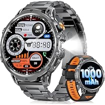 DREMAC FV6 Smartwatch Uomo – Schermo 1.85" IPS, Batteria 730mAh, Torcia LED, 120+ Sport, IP68, Cinturini In Acciaio E Silicone