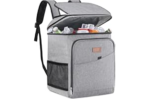 ‎LIFEWIT Lifewit 32L, 34 Dosen, isolierte Kühltasche, Große kühlrucksack, auslaufsichere tragbare Lunchtasche, weiche Kühlbox für Outdoor, Picknick, Strand, BBQ, Camping, Reisen, Familie, Grau