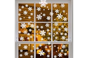 Trabig 144 PCS Fiocco di Neve Decorazione, Natale Adesivi Finestra Decorazione Doppia faccia Natale Vetrofanie Addobbi Rimovibile