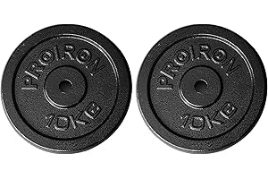 PROIRON Cast Iron Weight Plates 1 Inch Barbell Plates 1.25kg, 2.5kg, 5kg, 10kg Discs in Pair for Lifting and Strength Training, Weights Plates Set for 1’’ Bar