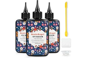ResinAngel 300g UV-Harz-Set – Kristallklares, vorgemischtes UV-Harz, schnellhärtend & selbstnivellierend, vergilbungsfrei für Schmuck, Bastelkunst & Beschichtung
