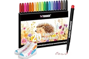 PAMAKER 20 Textilstifte – Waschmaschinenfest und Permanent für T-Shirts, Stofftaschen, Schuhe und mehr – Ungiftig, ideal für Kinder und Erwachsene