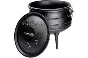 TP BBQ Potjie Marmite Fonte, Four Néerlandais pré-assaisonné, Cocotte, grill pot à feu avec pieds et couvercle, Rôtissoire Casserole idéale pour braiser en Camping, Cuisson Barbecue, 8 litres
