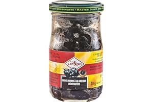 CRESPO Olives noires a la grecque dénoyautées 110 g bocal 21cl