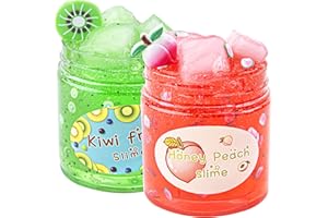 LAWOHO 2Piezas de Slime Claro, 200ml Cereza Transparente Jelly Cube Glimmer Slime Crujiente, Recuerdo de Fiesta para Niños, Cumpleaños Pascua Navidad Año Nuevo Regalo para niñas y niños Edad 6 7 8 9 10, 823