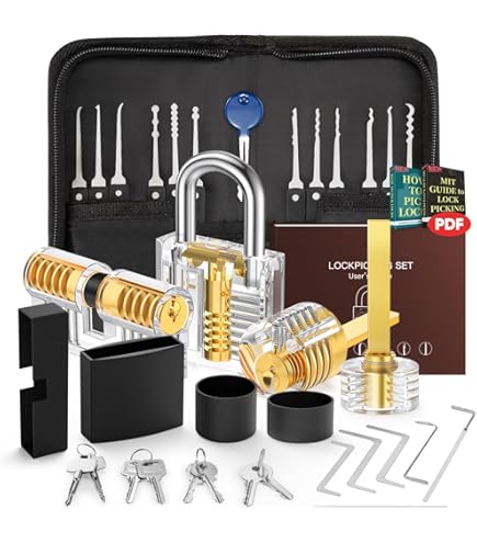Set di grimaldelli pieghevoli 7 in 1, apri rapidi, in acciaio inox, con gancio singolo, strumento per fabbro, picker, picker